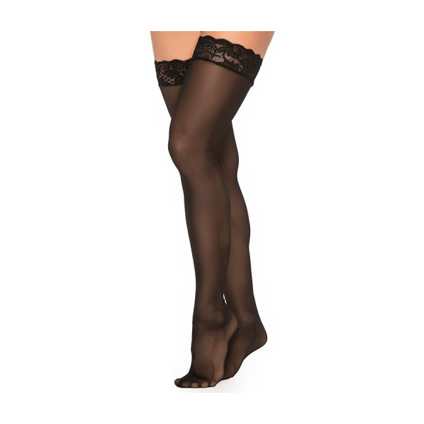 Bas nylon noirs autofixants jarretières dentelle 